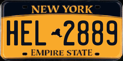 NY license plate HEL2889