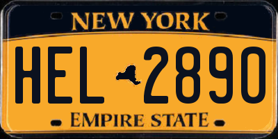NY license plate HEL2890