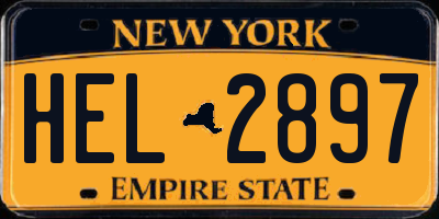 NY license plate HEL2897