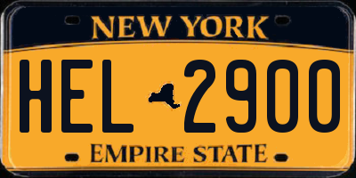 NY license plate HEL2900