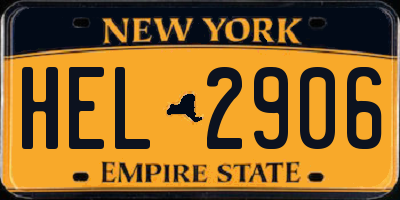 NY license plate HEL2906