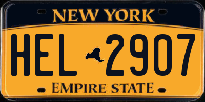 NY license plate HEL2907