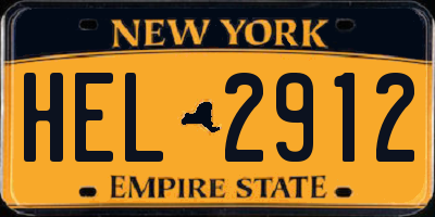 NY license plate HEL2912