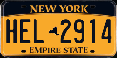 NY license plate HEL2914