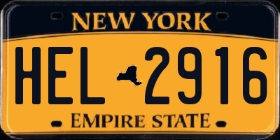 NY license plate HEL2916