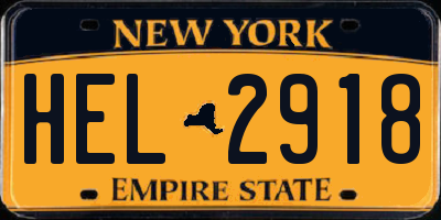 NY license plate HEL2918
