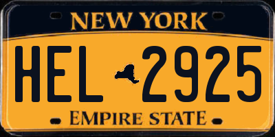 NY license plate HEL2925