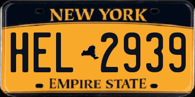 NY license plate HEL2939