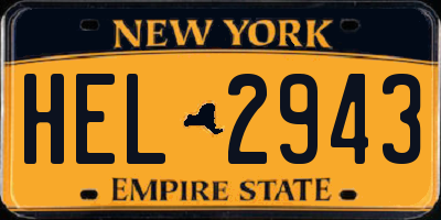 NY license plate HEL2943