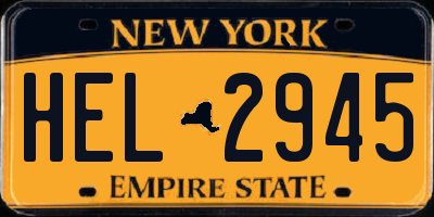 NY license plate HEL2945