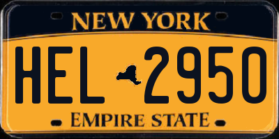 NY license plate HEL2950