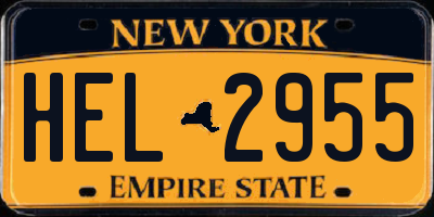 NY license plate HEL2955