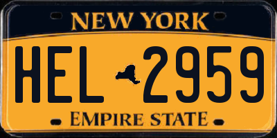 NY license plate HEL2959