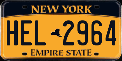 NY license plate HEL2964