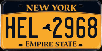 NY license plate HEL2968