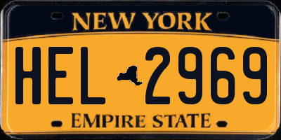 NY license plate HEL2969
