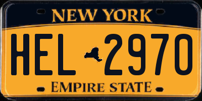 NY license plate HEL2970