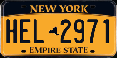 NY license plate HEL2971