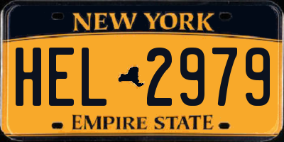 NY license plate HEL2979
