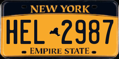 NY license plate HEL2987