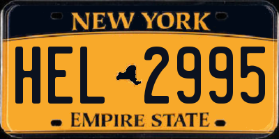 NY license plate HEL2995