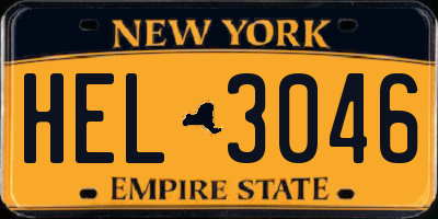 NY license plate HEL3046