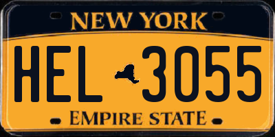 NY license plate HEL3055