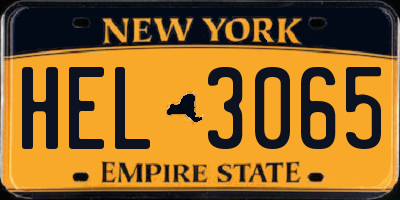 NY license plate HEL3065