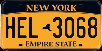 NY license plate HEL3068