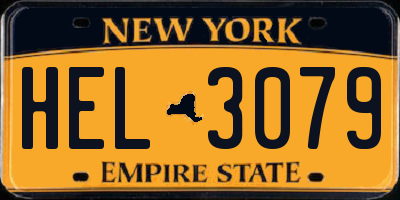 NY license plate HEL3079
