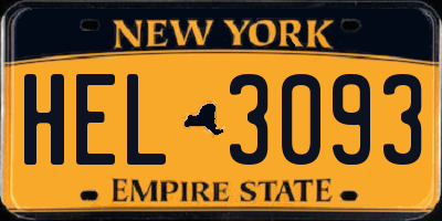 NY license plate HEL3093