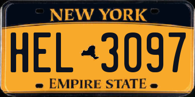 NY license plate HEL3097