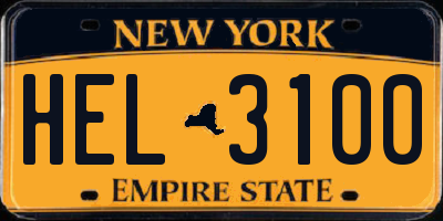 NY license plate HEL3100