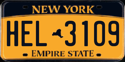NY license plate HEL3109