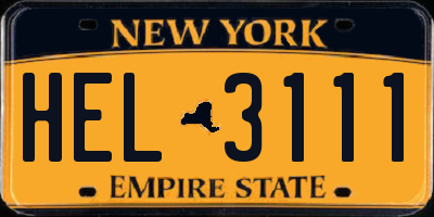 NY license plate HEL3111