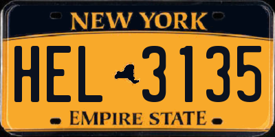 NY license plate HEL3135