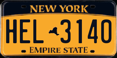 NY license plate HEL3140