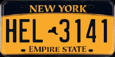NY license plate HEL3141