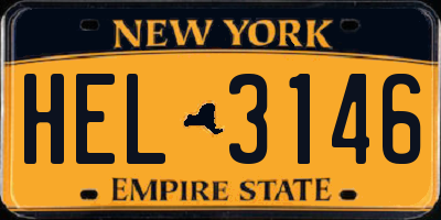 NY license plate HEL3146