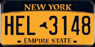 NY license plate HEL3148
