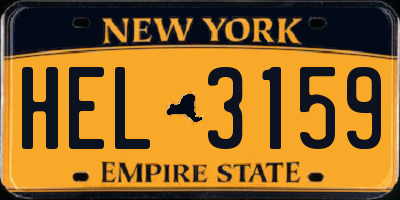 NY license plate HEL3159