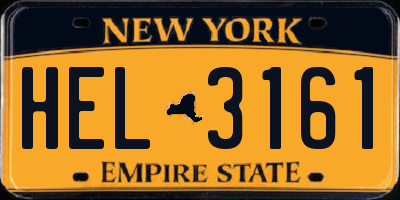 NY license plate HEL3161