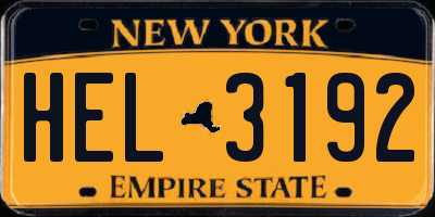 NY license plate HEL3192