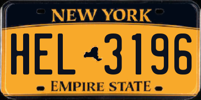 NY license plate HEL3196