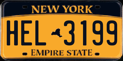 NY license plate HEL3199