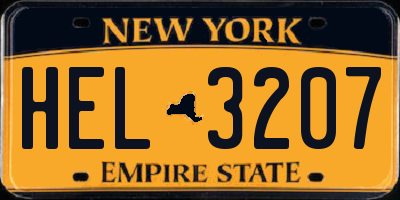 NY license plate HEL3207