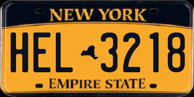 NY license plate HEL3218