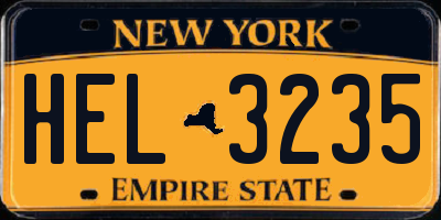 NY license plate HEL3235