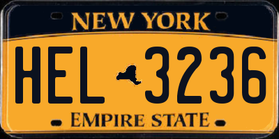 NY license plate HEL3236