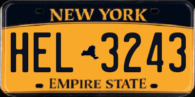 NY license plate HEL3243